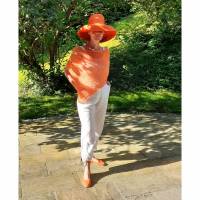 Poncho aus Baumwolle, orange, Strickponcho, Überwurf für den Frühling, asymmetrischer Sommer-Poncho, Grobstrickponcho Bild 1