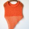 Poncho aus Baumwolle, orange, Strickponcho, Überwurf für den Frühling, asymmetrischer Sommer-Poncho, Grobstrickponcho Bild 7