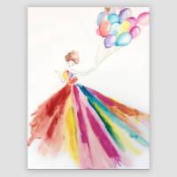 Balloon Girl handgemalt - Einzelstück, 40x30cm Bild 1