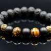 Herren Armband aus Edelsteinen Tigerauge Onyx und Lava, Elastisches Armband, Geschenk für Mann, 10 mm Bild 10