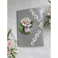 Hochzeitskarte mit weißer Rosen, Hochzeitsgeschenk, Geldgeschenk, silber weiß Bild 2