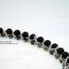 Halskette #Collier #schwarz-silber aus #Swarovski Biconen #Miyuki Rocailles und Wachsperlen mit Magnetverschluss 45cm Bild 8