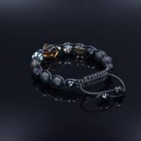 Herren Armband aus Edelsteinen Abalon Rauchquarz Achat und Onyx mit Knotenverschluss, Makramee Armband, 10 mm Bild 3