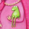 Schoßfrosch - Leinwanddruck - Frosch, Frosch Bild, Schwein, Schweinebild, Bild pink, Mädchenzimmer, witziges Bild, lustiges Bild, Froschbild Bild 3