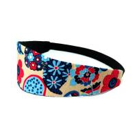 Haarband zum Wenden Blumen beige rot blau Stirnband Abschminkband Yoga Wendehaarband Baumwolle Bild 1