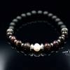 Herren Armband aus Perlen Granat Onyx und Hämatit, Elastisches Armband, Geschenk für Mann, 8 mm Bild 4
