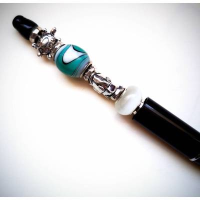verzierter Kugelschreiber,   incl. Ersatzmine, türkis turtle