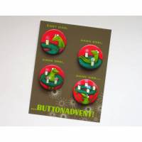Button-Advent, 4 Buttons für die Adventszeit, Advent, lustiger Adventkranz, witziger Adventkalender, Weihnachten, Anstecker Advent, Bild 1