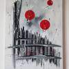 Abstrakte Malerei Acryl Bild Schwarz/Weiß mit Rot Acrylbild Malen Leinwand Kunstbild Gemälde Bild 2