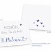Premium Tischkarten Schön dass Du da Bist mit Herz in blau - Platzkarten zum selbst Beschriften - Namenskarten Hochzeit, Geburtstag, Konfirmation, Kommunion Bild 3
