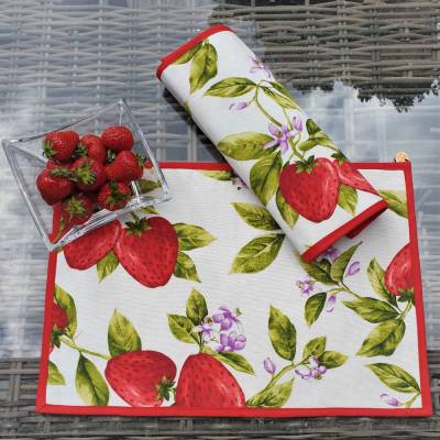 Tischset - Platzset - Früchte - Erdbeeren - Unikat - 40 x 27 cm