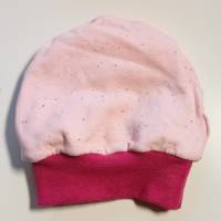 Babymütze/Beanie wendbar 0 - 6 Monate - Glückspilze rosa türkis Bild 2
