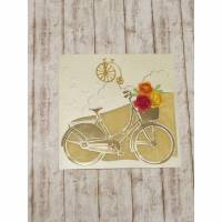 Geburtstagskarte mit Fahrrad und Rosen Bild 2