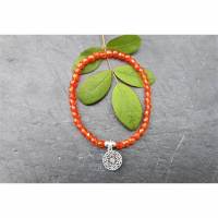 Perlenarmband orange/rot mit Mandala-Anhänger aus 925 Silber Bild 2