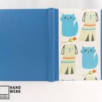 Notizbuch, Hund Katze, 100 Blatt, fadengeheftet, handgefertigt, DIN A5, blau Bild 2