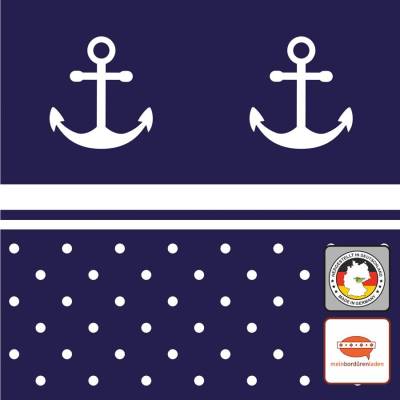 Vlies Bordüre: Anker & Pünktchen - optional selbstklebend - 20 cm Höhe