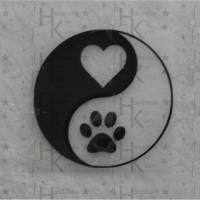 Bügelbild - Yin & Yang mit Pfote und Herz - viele mögliche Farben Bild 1