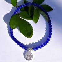 Cateye-Perlenarmband in blau mit Mandala Anhänger aus 925 Silber Bild 3