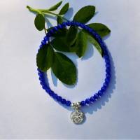 Cateye-Perlenarmband in blau mit Mandala Anhänger aus 925 Silber Bild 5