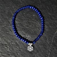 Cateye-Perlenarmband in blau mit Mandala Anhänger aus 925 Silber Bild 6
