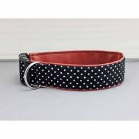Hundehalsband mit Punkten, schwarz und weiß, mit Kunstleder in braun, Polka Dots Bild 1
