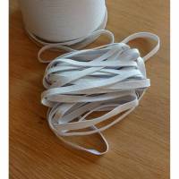 REDUZIERT - Gummiband 7 mm flach in weiß Maskengummi weich - auch als Gummi für Masken Einziehgummi Einfassgummi Wäschegummi