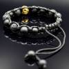 Herren Armband aus Edelsteinen Onyx und Lavastein mit Edelstahl-Perle, Makramee Armband, 10 mm Bild 8