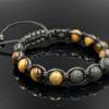 Herren Armband aus Edelsteinen Tigerauge und Lavastein mit Edelstahl-Perle, Makramee Armband, 10 mm Bild 9