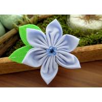 Brosche Blüte mit Perlen blau grün Anstecknadel Filz vegan Bild 1