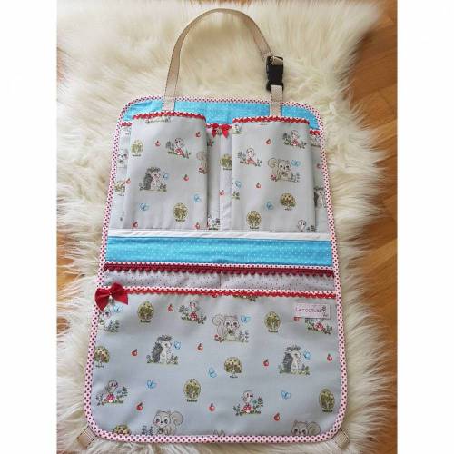 Autoutensilo Organizer Aufbewahrung mit praktischen Fächern Mädchen Baby Kinder  Motiv Häschen / Igel