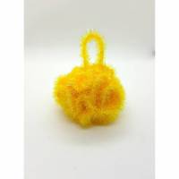 Dusch- Badeschwamm gelb gehäkelt aus Schwammgarn Bild 1