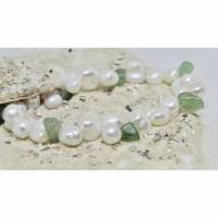 Jugendliches Armband elastisch miz echten Doppel-Perlen und Jade Bild 1
