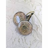 1 Paar Keramik Cabochon Ohrringe  Natur Bronze Grün Bild 1