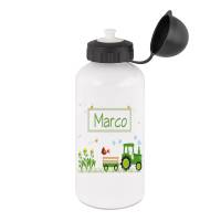 Brotdose Mepal mit Namen, Lunchbox & Trinkflasche für Jungen mit Obsteinsatz und Gabel, Motiv Traktor grün Bild 2