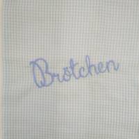 Baumwoll- Brötchenbeutel in hellblau kariert mit Schriftzug "Brötchen"  - Zero Waste Bild 2