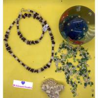 Edelsteinkette aus Bergkristall, Amethyst Perlen und Splitter Bild 1