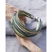 Armband gewachste Baumwolle Olivgrün-Hellgelb Bild 2