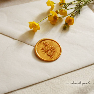 Florales Wachssiegel „Butterblume“ | 3 cm | Handgemacht für Karten, Geschenke & Einladungen