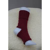 Pilates Yoga Socken ohne Ferse und Spitze, Sockenwolle bordeaux Bild 1