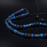 Herren Halskette aus Edelsteinen Kyanit Apatit Lavastein und Hämatit mit Knotenverschluss, LIMITED EDITION, Länge 51 cm Bild 3