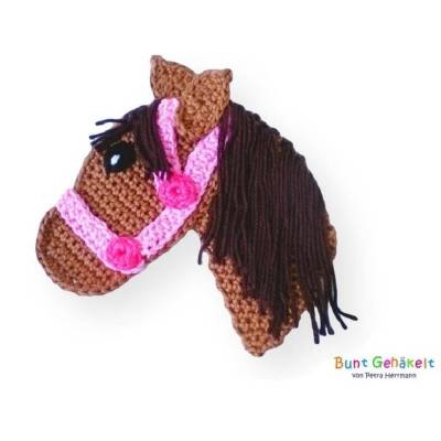 Pferd, Häkelapplikation, Aufnäher, Pony, Applikation, Tierapplikation, Pferdeapplikation, Mädchenapplikation