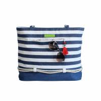 handgefertigte maritime Shopper-Tasche  "Annelie" -mit viel Stauraum * Jeans-Upcycling * Einkaufstasche * Urlau Bild 5