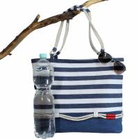 handgefertigte maritime Shopper-Tasche  "Annelie" -mit viel Stauraum * Jeans-Upcycling * Einkaufstasche * Urlau Bild 7