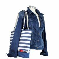 handgefertigte maritime Shopper-Tasche  "Annelie" -mit viel Stauraum * Jeans-Upcycling * Einkaufstasche * Urlau Bild 8