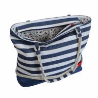 handgefertigte maritime Shopper-Tasche  "Annelie" -mit viel Stauraum * Jeans-Upcycling * Einkaufstasche * Urlau Bild 9