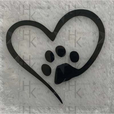 Bügelbild - Herz mit Pfote / Tatze - viele mögliche Farben