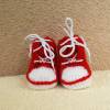 Babyturnschuhe, Babyschuhe,,gehäkelt/gestrickt, 9,5-10 cm für Fußball Fans Polyacryl rot/weiß Bild 4