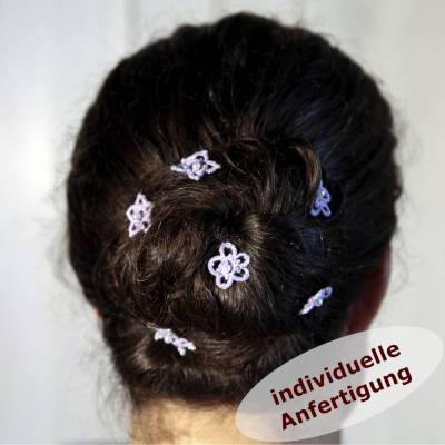 3er Set Haar- Nadeln Haarsterne Baumwolle Glaswachsperle Rocailles INDIVIDUELLE ANFERTIGUNG