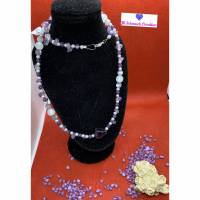 Edelsteinkette aus Amethyst, Polarisperlen, Renaissance Perlen Bild 1