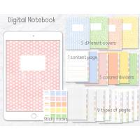 Digitales Notizbuch, Journal, Planer für Goodnotes, 5 Register, 5 Cover, passende Sticker Bild 1